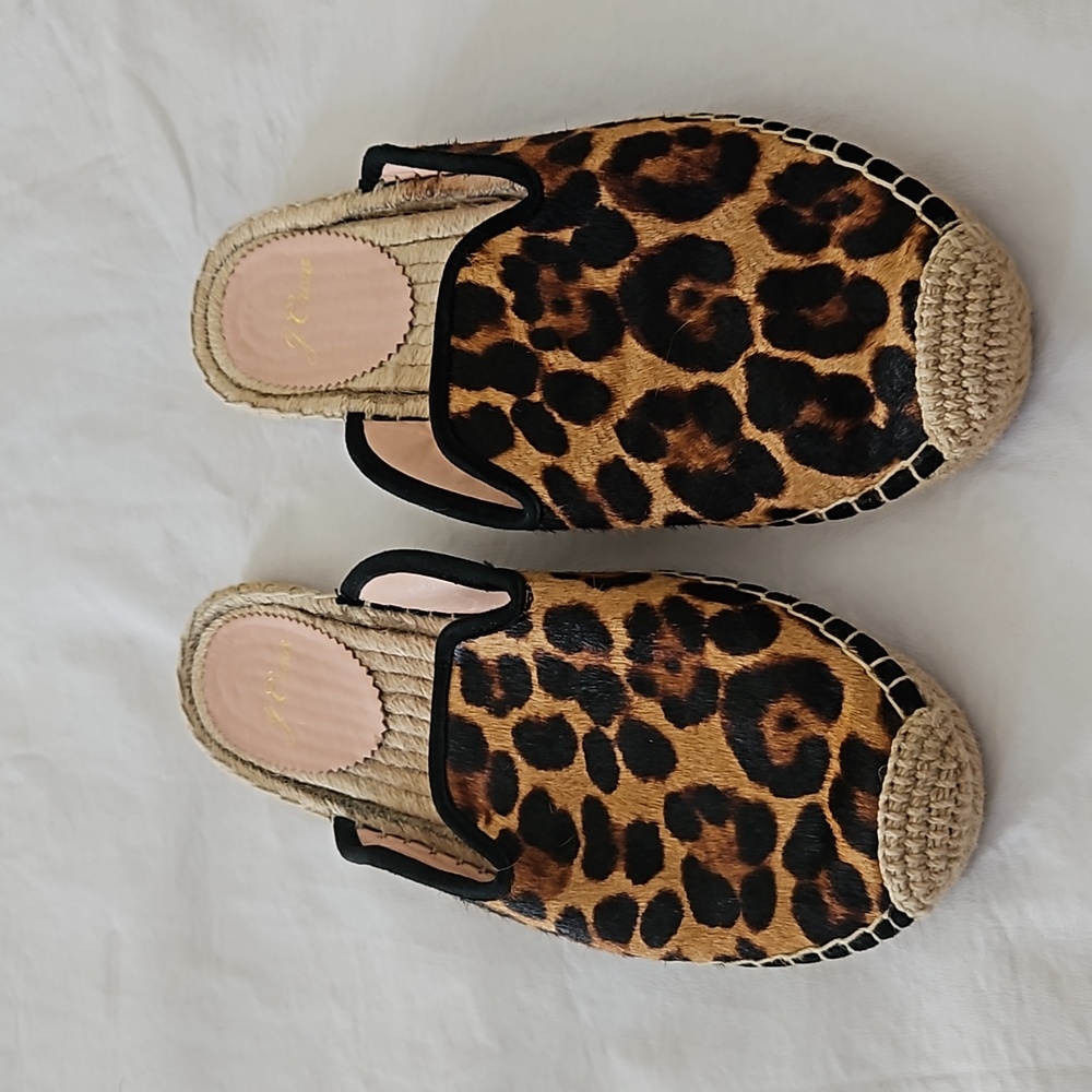 J.CREW Animal Print Hair Calf Espadrille Mule Size 7.5 - Picture 6 of 13